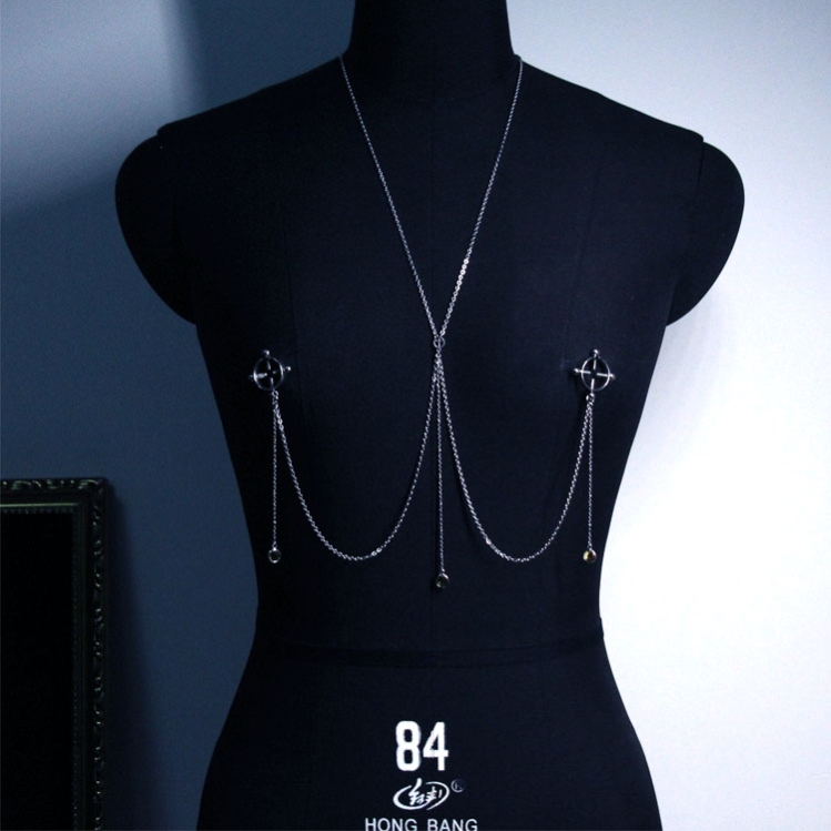 Free Punch Milk Ring Clip Body Necklace Hanging Neck Without Hole Ear Bracelet Chest Ring Integrated Milk Clip Chain Body Chain Adornment