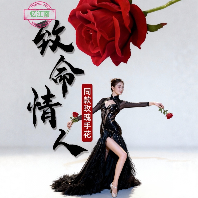 Dance Props: Rose Flower, Performance Prop, Finger Flower, Red Rose, Artificial Flower, Single Stem Without Leaves, Mouth-Biting Flower Dance Props: Rose Flower, Performance Prop, Finger Flower, Red Rose, Artificial Flower, Single Stem Without Leaves, Mouth-Biting Flower