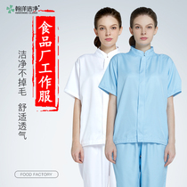 Food factory overalls summer thin short sleeve set food processing factory workshop sweat absorption breathable split clean clothing