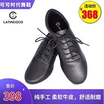 Coco Era Dance Shoes Mens Latin Dance Shoes Black Leather Match Comfortable Soft Sole Pure Handmade Professional Latin Shoes