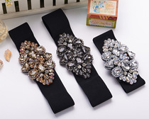 Coco dance clothing professional Latin new ladies girdle belt wild flower-shaped rhinestone elastic elastic belt