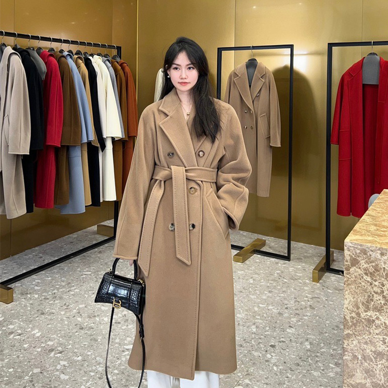 M Brand Double-Breasted 101801 Camel Double-Sided Cashmere Coat for Women, Mid-Length Woolen Overcoat, 2025 Autumn and Winter New Style M Brand Double-Breasted 101801 Camel Double-Sided Cashmere Coat for Women, Mid-Length Woolen Overcoat, 2025 Autumn and Winter New Style