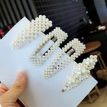 Clip headdress hairclip Korean Net red fairy female line side hollow back head word clip Pearl ins