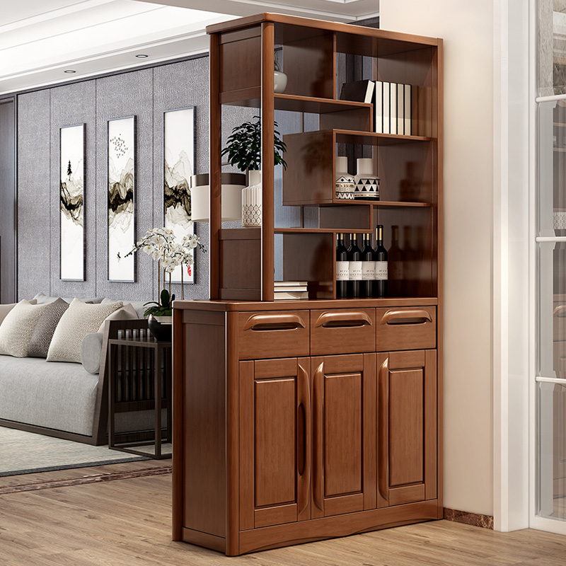 Chinese-style solid wood room hall cabinet living room partition cabinet small apartment entry cabinet double-sided wine cabinet shoe cabinet combination screen cabinet