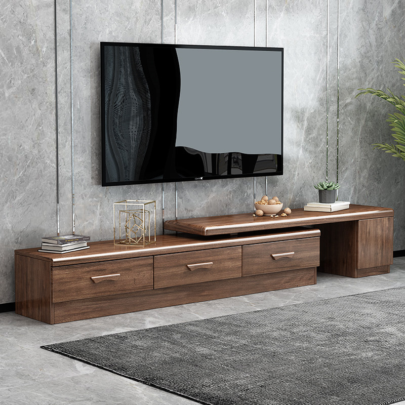 Hupeach Wood TV Cabinet Tea Table Combined Living Room Leaning Against Wall Storage Movie And TV Cabinet Modern Chinese Solid Wood Retractable Ground-Taobao