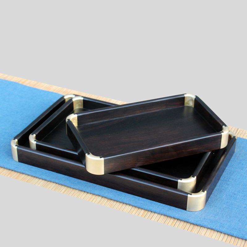 Red Wood Purple Light Sandalwood Chinese Square Accommodating Tray Fruit Pan Solid Wood Minima Tea Tray Tea Set Tea Sea Tea NTU Size