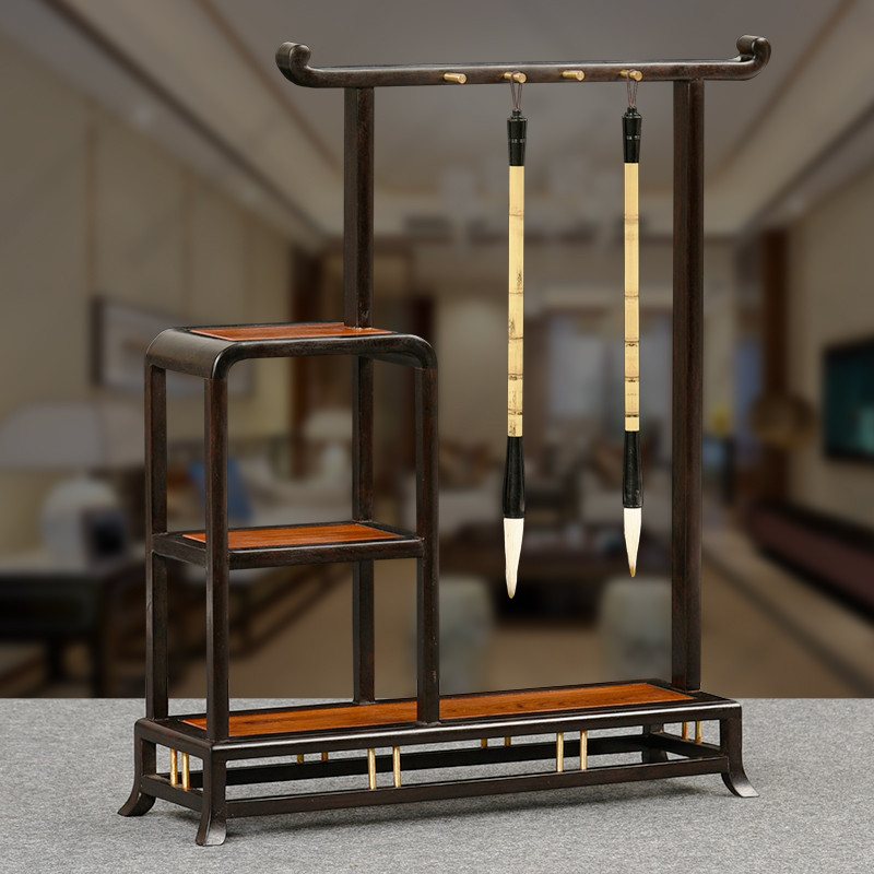 Red Wood Brush Pen Holder Pen Hung Vin Room Swing Piece Calligraphy Supplies Solid Wood Purple Light Sandalwood Brush Shelf Pen Hang Bou Shelf