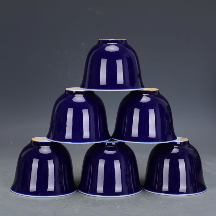 Jingdezhen Cultural Leather Factory Monochrome Blue Tea Cup Tea Cup Shanghai Museum Base Antique Antique Porcelain