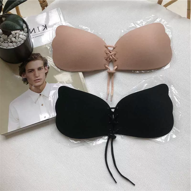 Đồ lót quây Silicone Vô hình Bra Không dấu vết Làm đẹp lại Ngực Sticker Mùa xuân Mùa hè Trượt Sexy Ngực nhỏ Thu thập Nhãn dán Sữa - Nắp núm vú