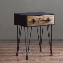 American industrial retro old bedroom bedside cabinet iron chest loft sofa side cabinet solid wood drawer cabinet