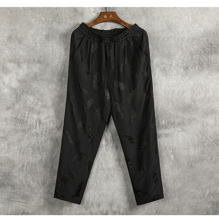 Mùa hè Trung Quốc phong cách cotton và vải lanh thường quần lỏng quần thẳng quần lanh nam quần siêu mỏng quần nam vải lanh - Crop Jeans quần áo nam