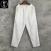 Mùa hè Trung Quốc phong cách cotton và vải lanh thường quần lỏng quần thẳng quần lanh nam quần siêu mỏng quần nam vải lanh - Crop Jeans quần kaki Crop Jeans