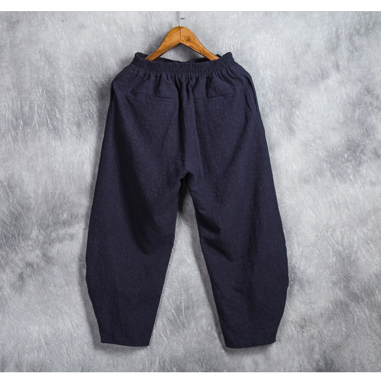 Trung quốc phong cách đàn ông quần bông và vải lanh chín quần mùa hè lỏng Harlan quần âu phần mỏng quần linen nam 9 điểm quần đồ công sở nam