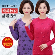 Bông cotton trung niên và người già béo lót bông lớn phụ nữ độc thân mùa thu váy vòng cổ bán cao cổ áo khoác bông áo len