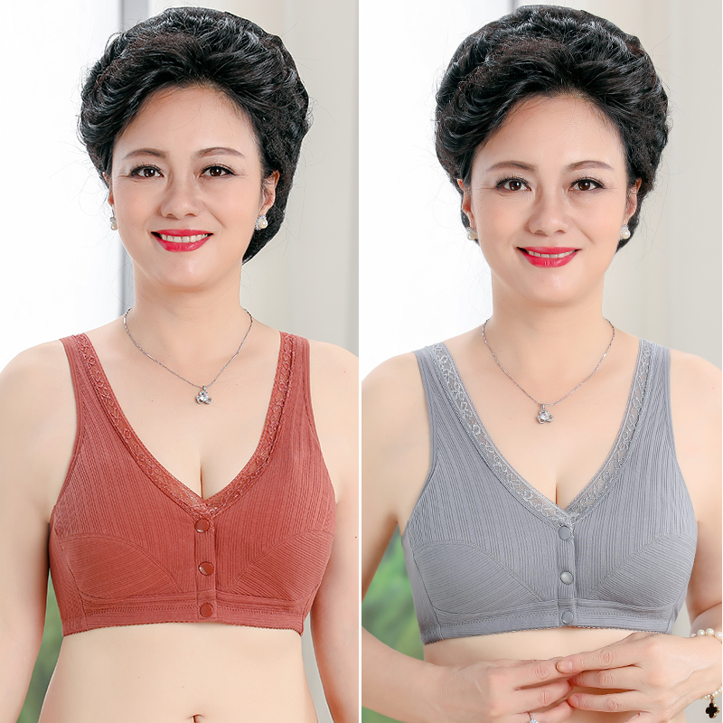 Trung niên và tuổi đồ lót mẹ womens ngực khóa không vòng thép bông eo mỏng vest-gõ lớn mã bông tụ tập áo ngực.