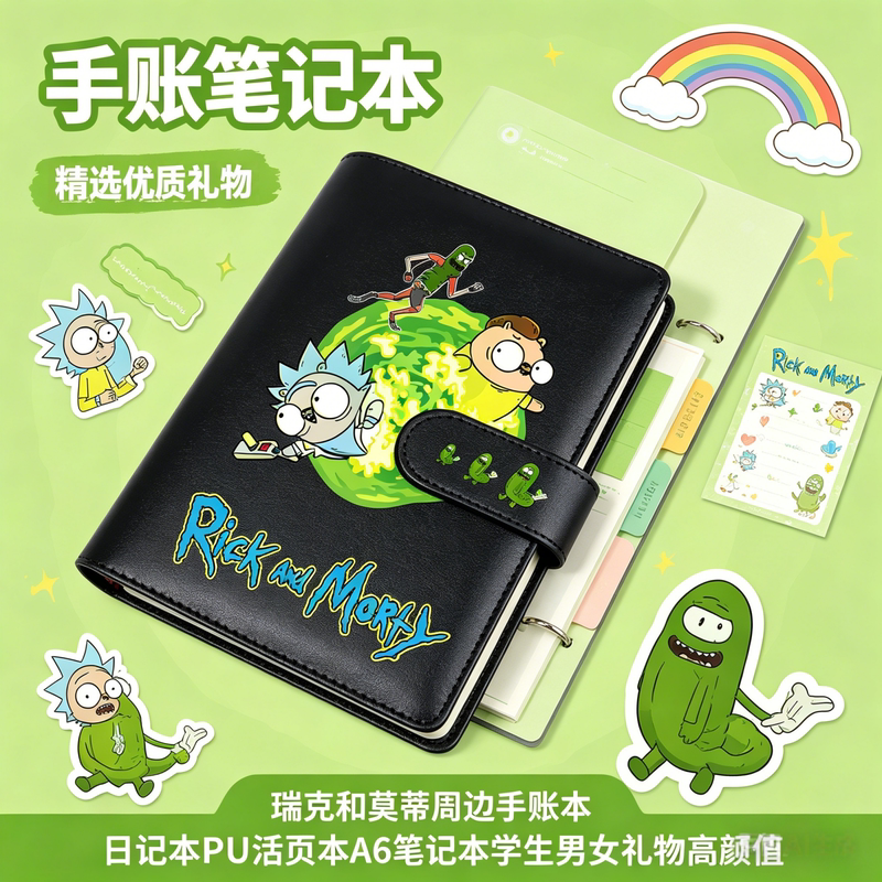 Rick and Morty Themed Notebooks, Student Diaries, Gifts, Aesthetically Pleasing, Thick, for Boys and Girls, Middle School, Cute Cartoon