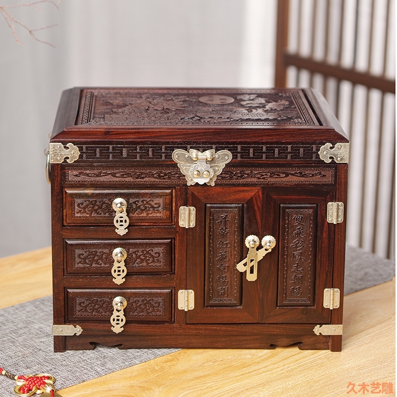 韓国時代劇　鏡台　化粧箱　韓国工芸品　金具装飾　李朝家具　ジュエリーボックス 金匠大作现货大红酸枝首饰盒复古珠宝饰品收纳盒红木结婚化妆镜箱