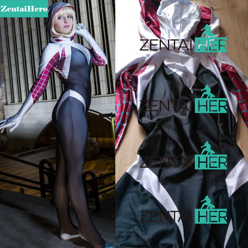 Real shot printing and dyeing Spider Gwen tights Spider Gwen Halloween Tights Gwen Stacy