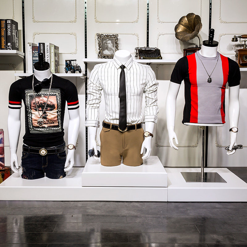 Clothing Shop Half Body Upscale Terrace Die Men's Half Bust Human Body Model Props Men Half Body Bright White Models