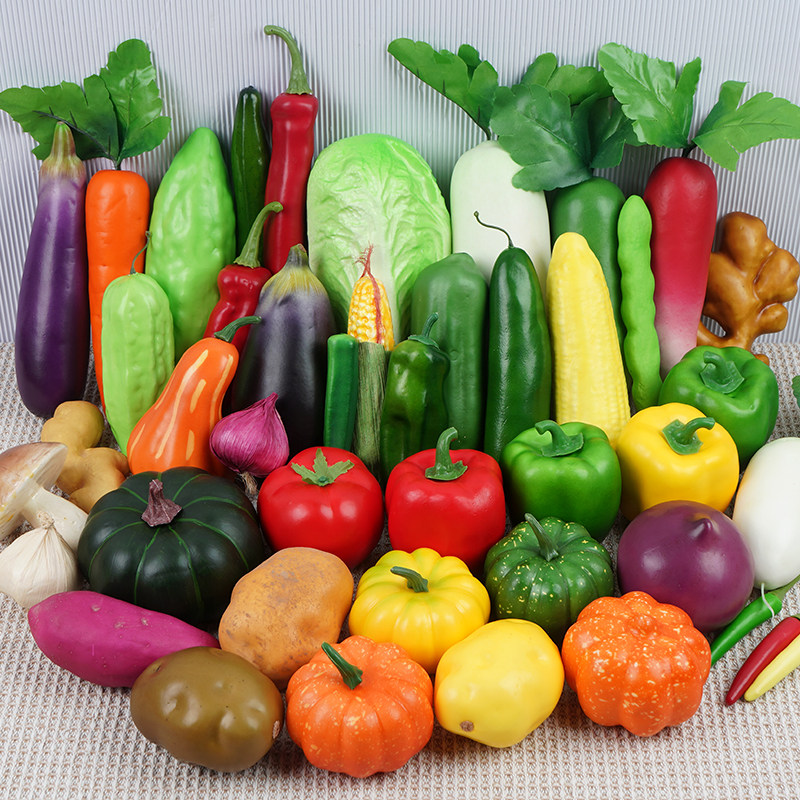 Simulation vegetable and fruit model foam pepper carrot cucumber pumpkin garlic corn decorations teaching aids for children