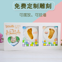 Custom baby hand and foot print 100 days souvenir full moon baby hand and foot print Newborn hand print mud gift photo frame