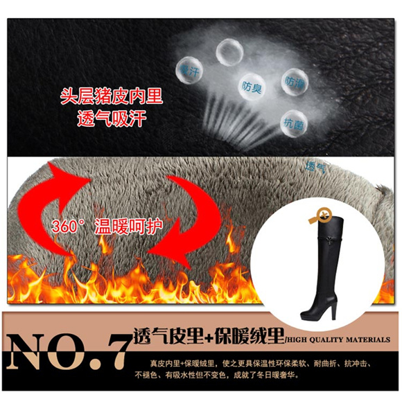 黛 汐 Belle 2018 mới qua đôi giày cao đến đầu gối nữ bằng da cao gót dày với đôi bốt cao dài cộng với bốt da nhung boot nu