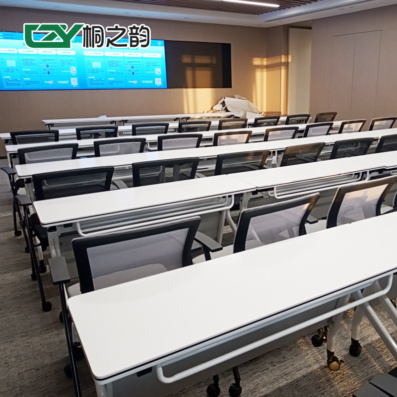 Training table and chairs Folds Fold Long Bar Table Mobile Desk Folding Table Combined Meeting Table Splicing Double Layer Training Table