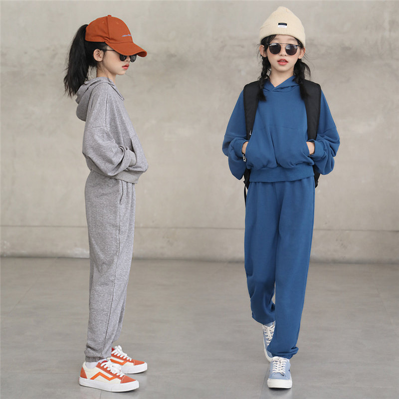 Girl's thick T-shirt suit the foreign pie CUHK Children's autumn clothes 2022 New students to install Korean version of children's sports Two suits
