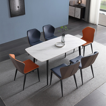 Italian Extreme Minimalist Rockboard Table Nordic Marble Rectangular Dining Table Home small family one-table four-chair combination