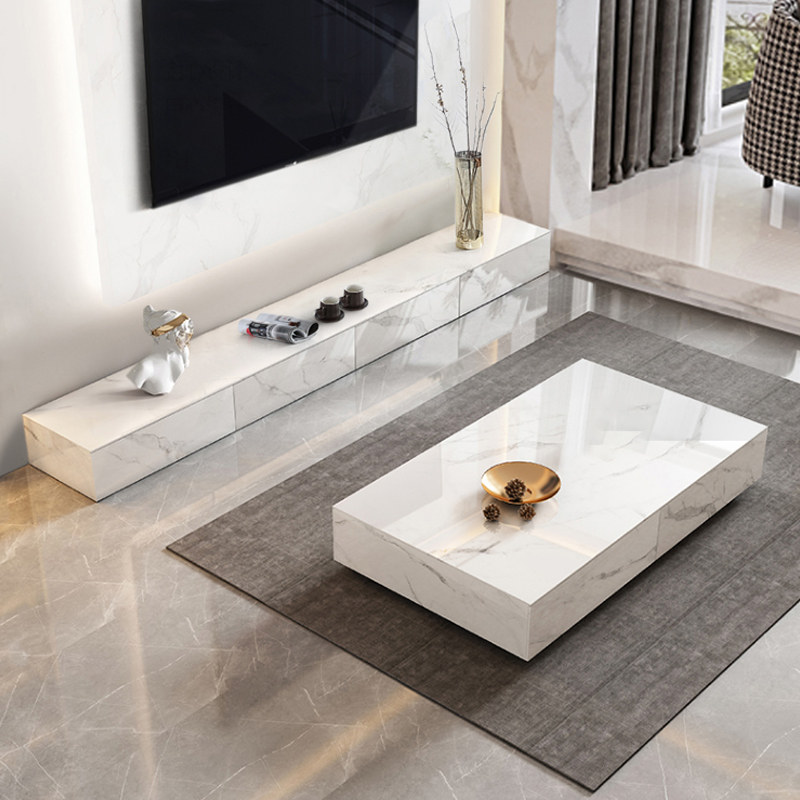 Italian light luxury board TV cabinet coffee table combination small apartment living room simple floor solid wood net red 3 meter floor cabinet