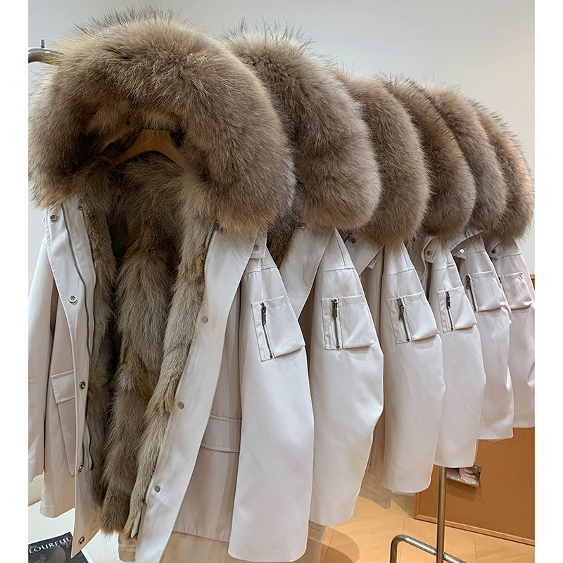 Glacier Parka with Detachable Two-Tone Raccoon Fur Collar and Canadian Wolf Fur Lining, Parka Coat, Fur Jacket for Women Glacier Parka with Detachable Two-Tone Raccoon Fur Collar and Canadian Wolf Fur Lining, Parka Coat, Fur Jacket for Women