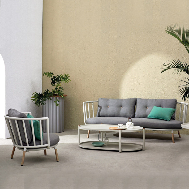 Outdoor Sofa Patio Balcony Garden Terrace Waterproof single Double room Nordic minimalist modern tea table Composition