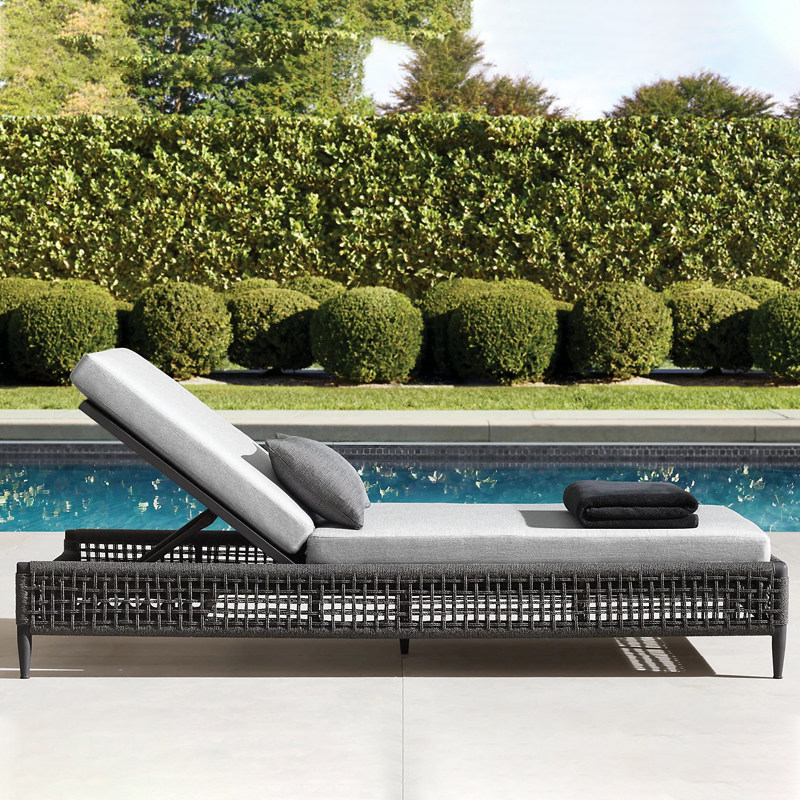 Outdoor Lying Bed Sofa Rattan Aluminum Alloy Outdoor Courtyard Balcony Swimming Pool Beach Waterproof Sunscreen Leisure Lounge Chair