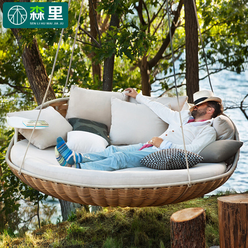 Outdoor Hammock ROUND BED WITH ROUND BED WATERPROOF OUTDOOR PATIO GARDEN SWIMMING POOL BEACH CASUAL LYING BED RATTAN SOFA BED
