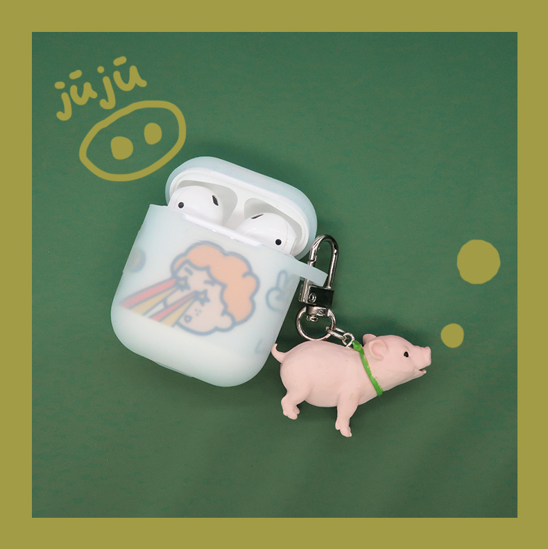 Cute pig small pig suitable for apple airpods12 protective sleeve wireless Bluetooth headphone hanging decorated silicone pendants