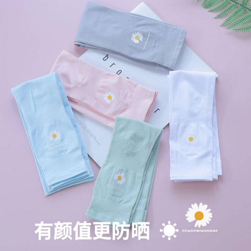 Summer daisy ice sunscreen women's sleeves ins Hyun Ya wind ice silk UV arm guards arm sleeves gloves men