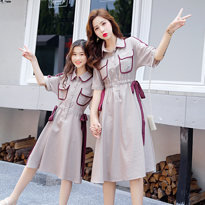 High-end parent-child dress, summer dress, mother-daughter dress, 2023 new trendy Korean version, net red, foreign style, parent-child dress, princess dress