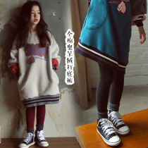 Female women children plus velvet leggings 2019 Korean winter new middle and big child slim warm Joker long pants