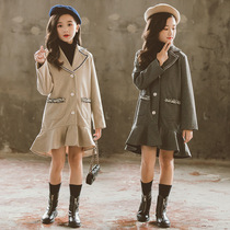 Parent-child Womens fishtail coat 2020 autumn and winter New Korean girl long coat suit dress