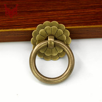 All copper single hole copper handle retro ring pull ring Chinese style pure copper antique shoe cabinet drawer Chinese medicine cabinet handle