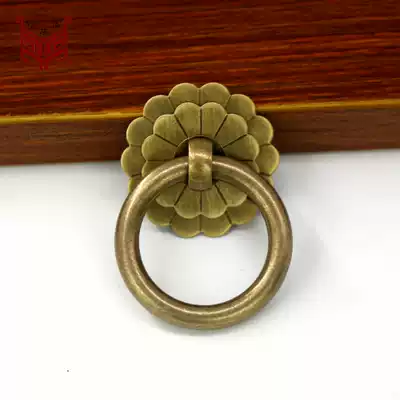 All copper single hole copper handle retro ring pull ring Chinese pure copper antique shoe cabinet whole cabinet drawer Chinese medicine cabinet handle