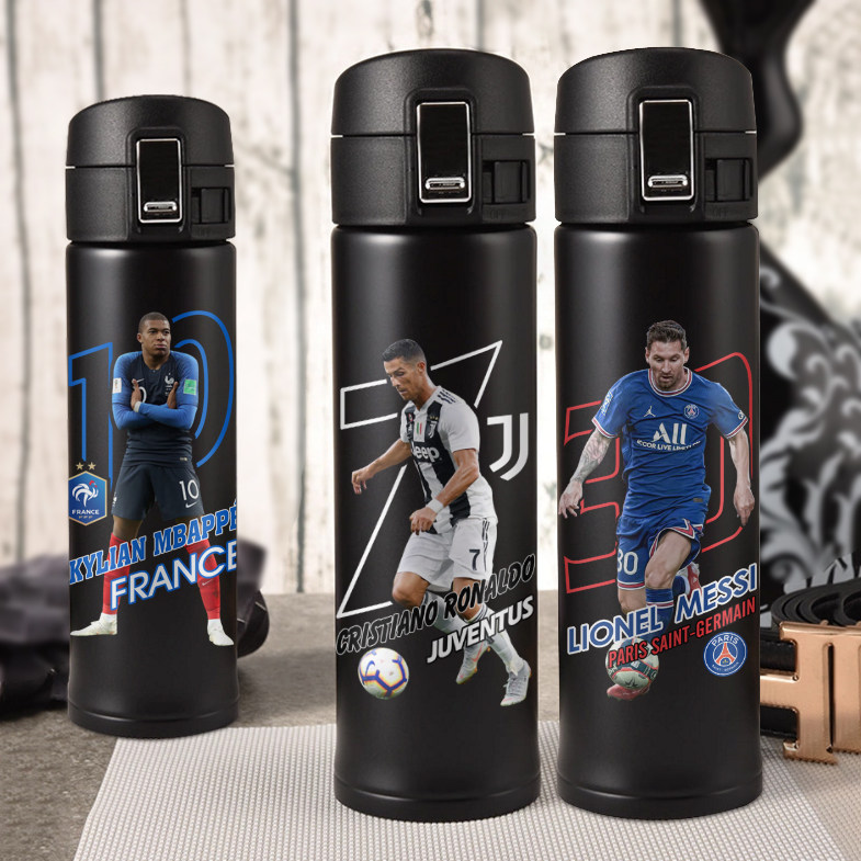 Lettering C Ronaldo Messi Neymar Juventus Real Madrid football peripheral insulation cup fans supplies water cup customization