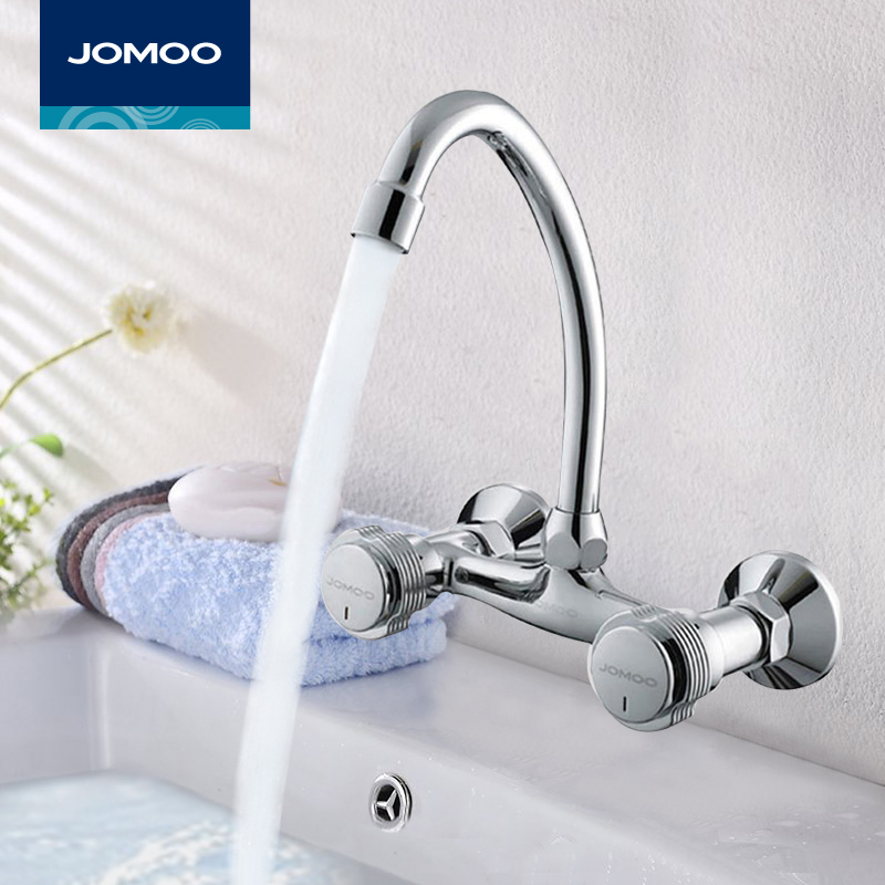 Nine-pastoral-in-wall type tap hot and cold water mop pool laundry pool balcony face basin kitchen double handle double-hole water mixing valve