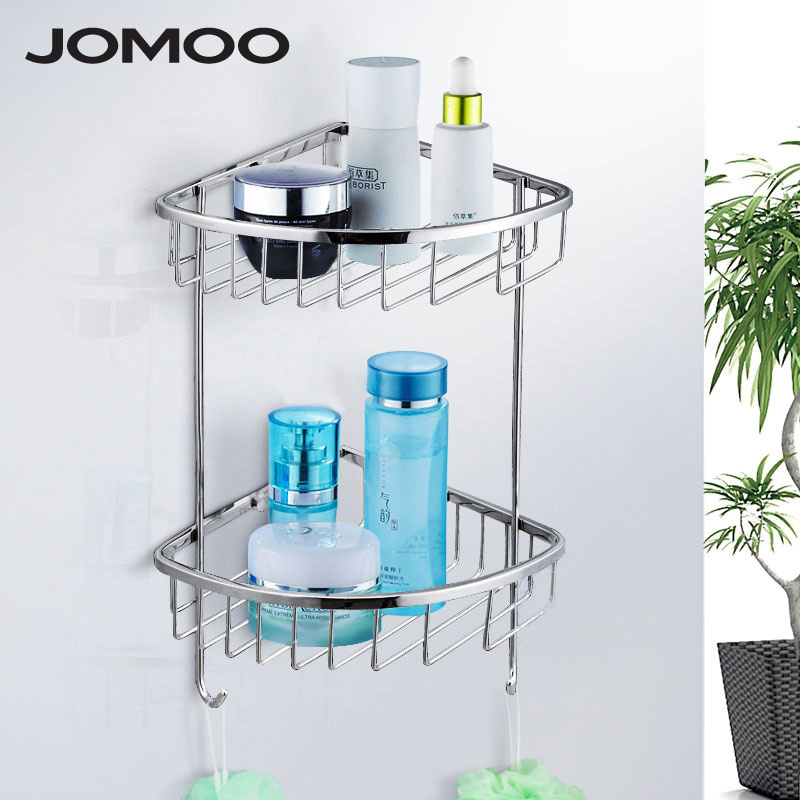 Jiu Mu bathroom stainless steel bathroom rack corner basket double toilet toilet hardware pendant corner holder 937019