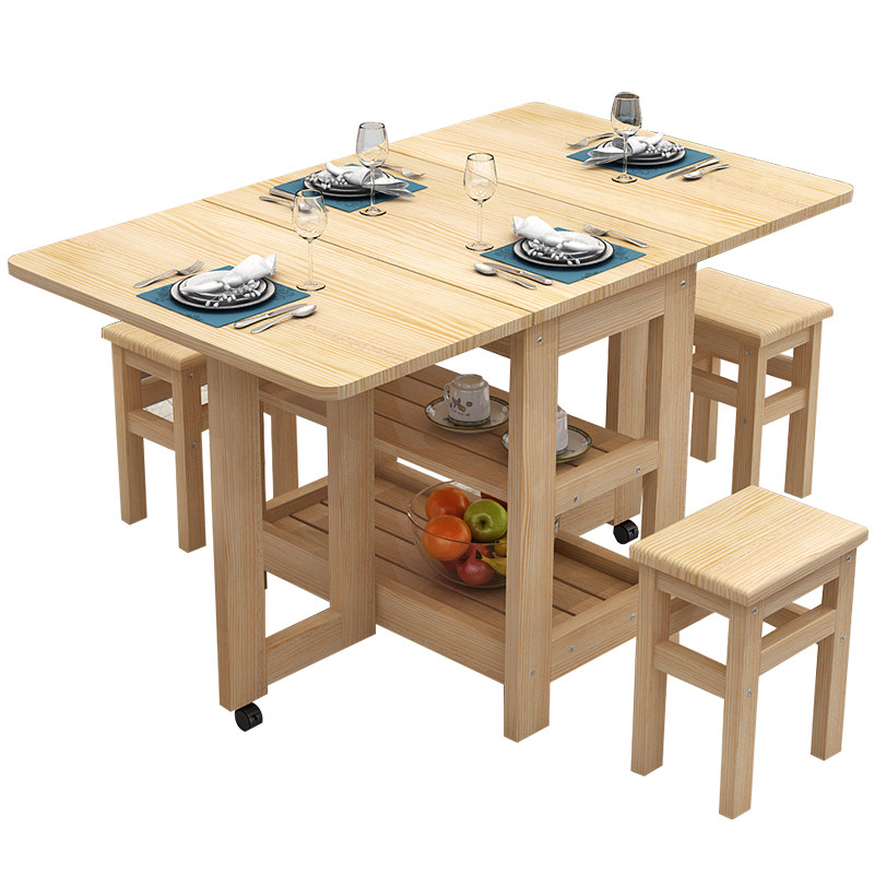 Buy Full solid wood folding table multifunctional home retractable 4