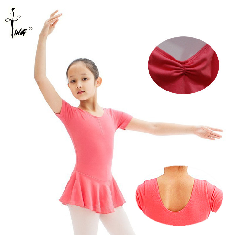 Chen Ting children's lotus leaf dresses ballet dancer with tight fit and short sleeve female full cotton