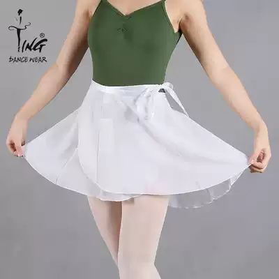 Chen Ting Short teacher yarn skirt One-piece skirt Ribbon lace waist skirt Ballet dance practice skirt Chiffon yarn