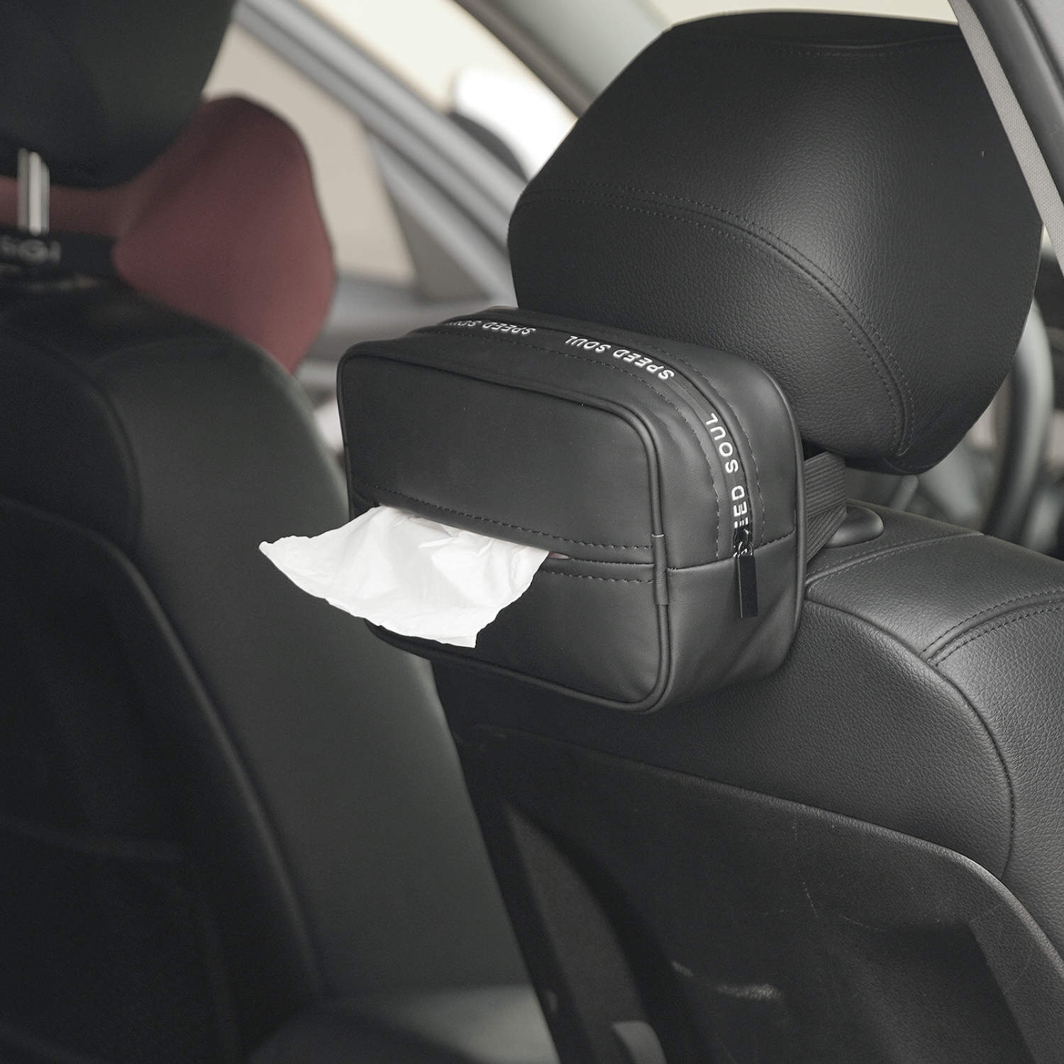 Automotive Supplies Hanging Tissue Box Mesh Red Car Toilet Paper Box On-board Versatile extractable tissue taking box multifunction