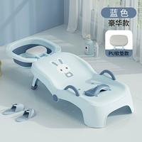 [Модернизированная модель без заливки] (с резервуаром для шампуня + водопроводом) синяя мягкая подушка из высококачественного полиуретана (большой размер для детей 0–16 лет)