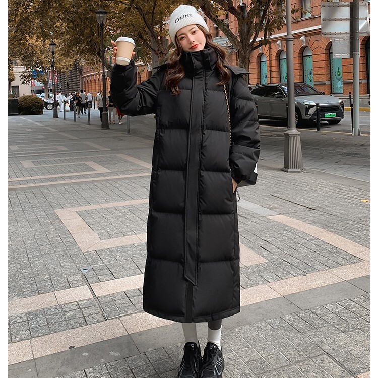 Women's down Jacket 2025 New Long Style Thickened Over-The-Knee Black Chinese Style White Duck down Couple's Coat Trendy